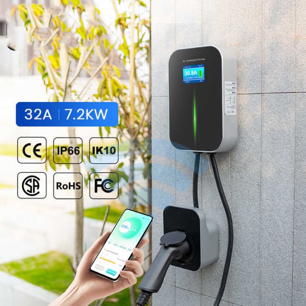 Hot Sale Wall-mounted EV Charger 16-32A APP OCPP 4G Type 1/2 7-22kW 220/380V Electric Vehicle Charging Station