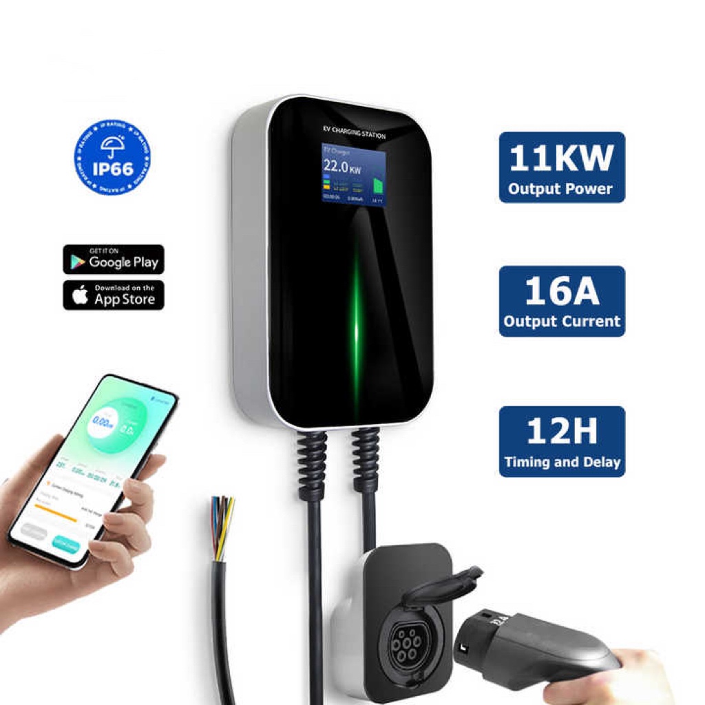 Manufacturer Electric Car Charger Station 11 kW Type2 16A 3phase App Control Fast Level 2 EV Charger with 5M Cable